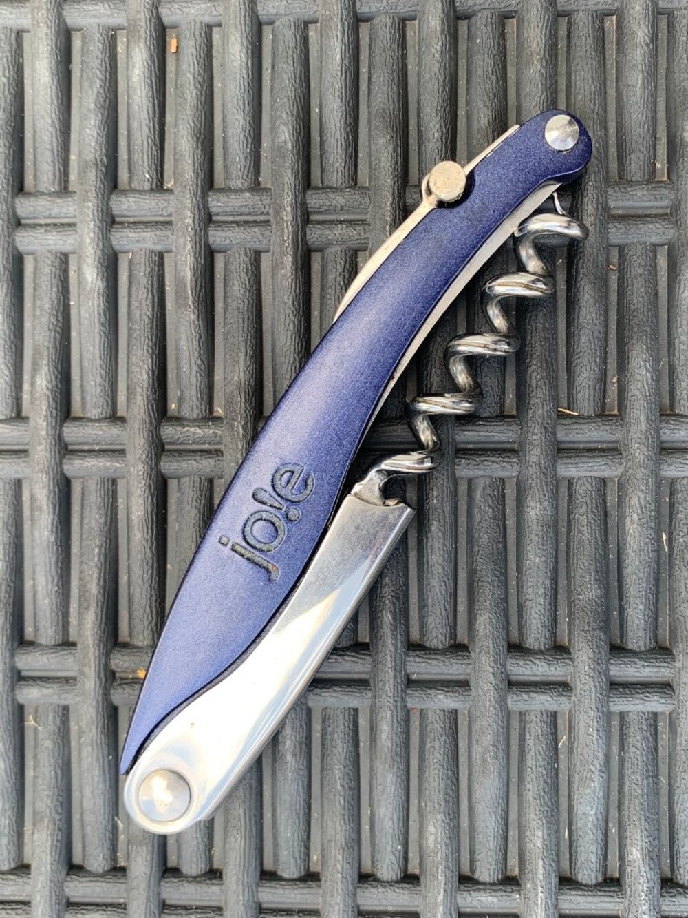 Joie Metallic Blue Waiter’s Corkscrew Wine Opener with Foil Cutter